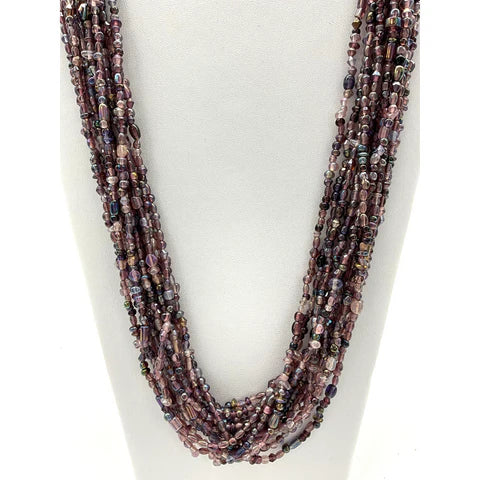 27 Inches Multicolor Glass Beaded Necklaces - Pack of 12
