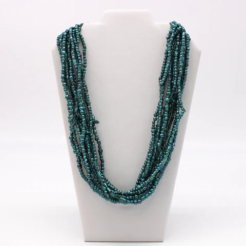 27 Inches Pearl Teal Glass Bead Necklaces