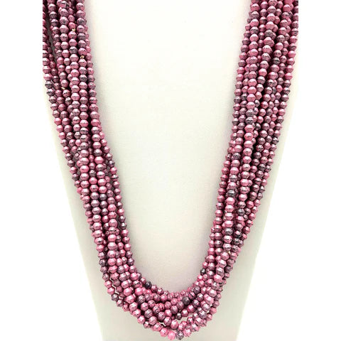 27 Inches Pink Glass Beaded Necklaces