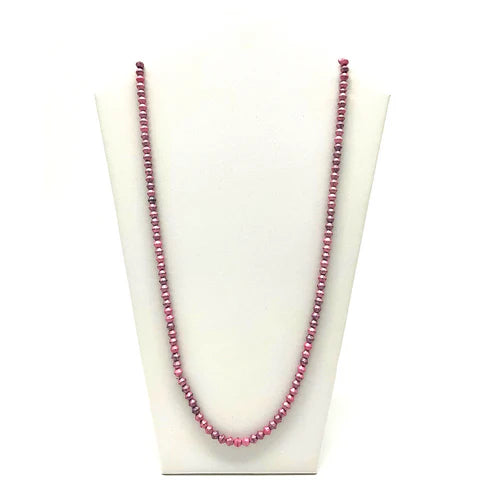 27 Inches Pink Glass Beads Necklaces
