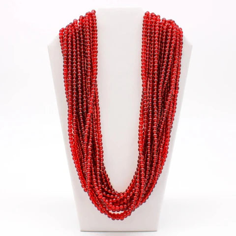 27 Inches Red 8mm Glass Bead Necklaces
