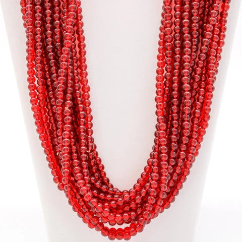 27 Inches Red 8mm Glass Beaded Necklaces