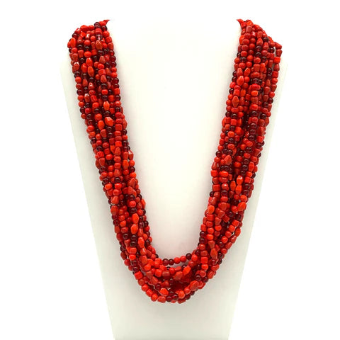 27 Inches Red Glass Bead Necklaces