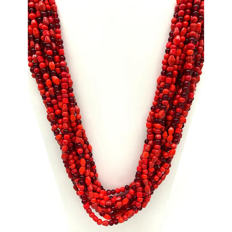27 Inches Red Glass Beaded Necklaces