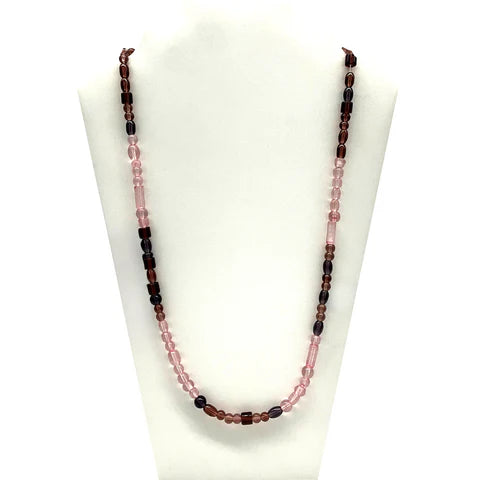 27 Inches Rose & Purple Glass Bead Necklaces