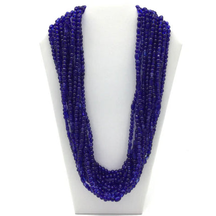 27 Inches Royal Blue Glass Bead Necklaces