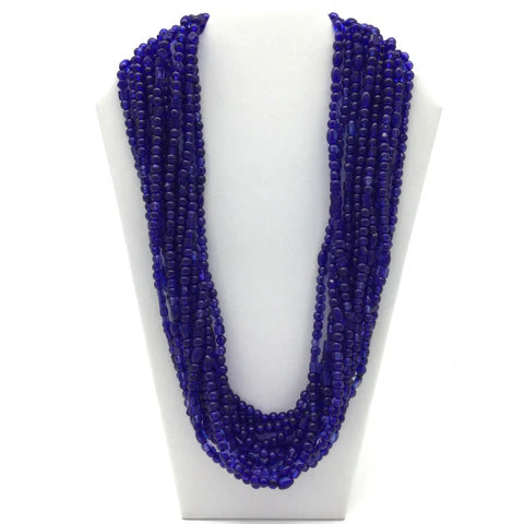 27 Inches Royal Blue Glass Bead Necklaces