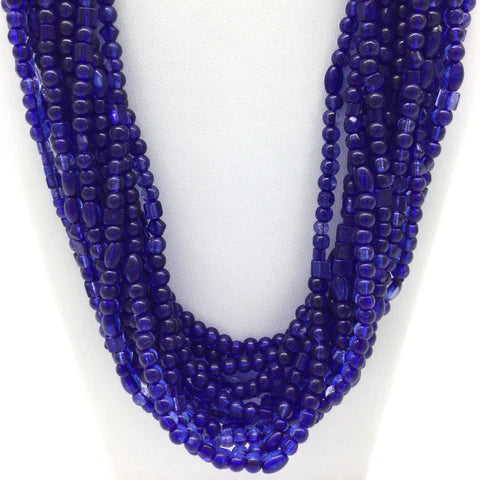 27 Inches Royal Blue Glass Beaded Necklaces