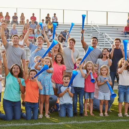 28" Blue Team Spirit Collapsible Stadium Horns - 12 Per Pack