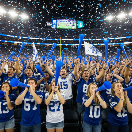 28" Blue Team Spirit Collapsible Stadium Horns - 12 Per Pack