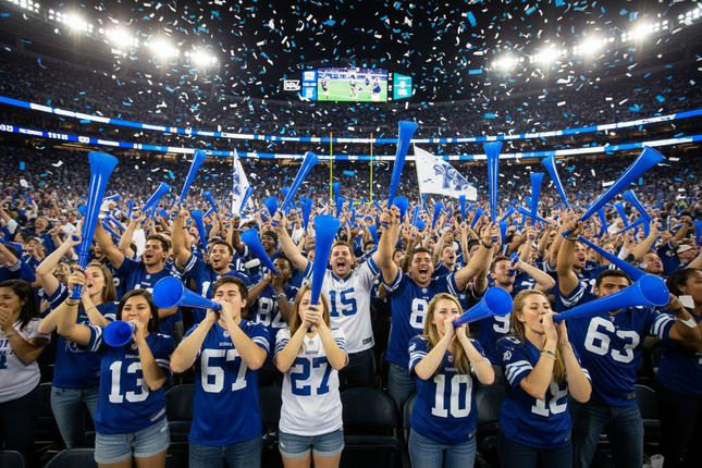 28" Blue Team Spirit Collapsible Stadium Horns - 12 Per Pack