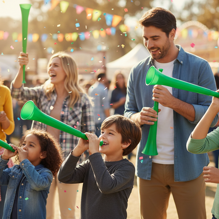 28" Green Collapsible Stadium Horns - 12 Per Pack