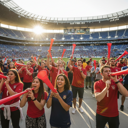 28" Red Collapsible Stadium Horns - 12 Per Pack