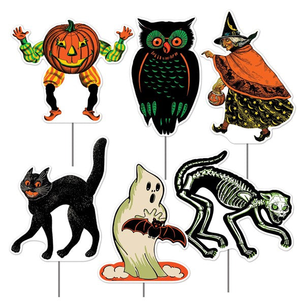 Vintage Halloween Yard Stakes - Pack of 6