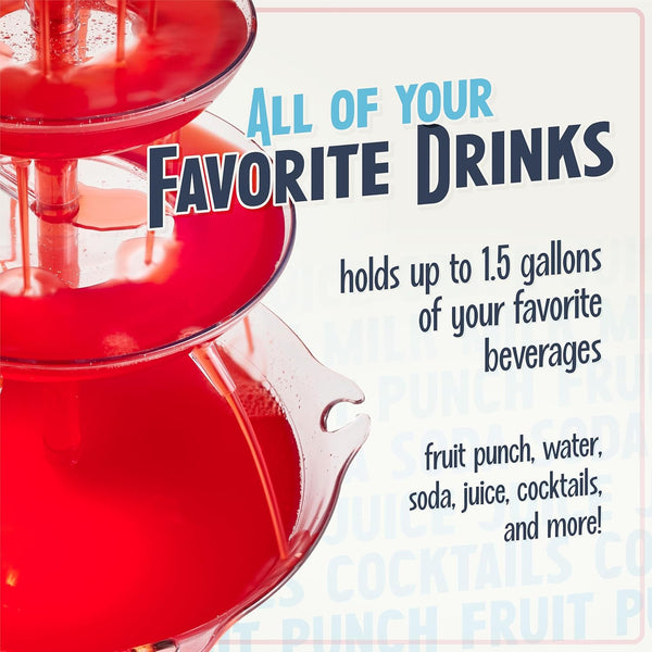 3-Tier LED Lighted Party Fountain With 8 Reusable Cups Set