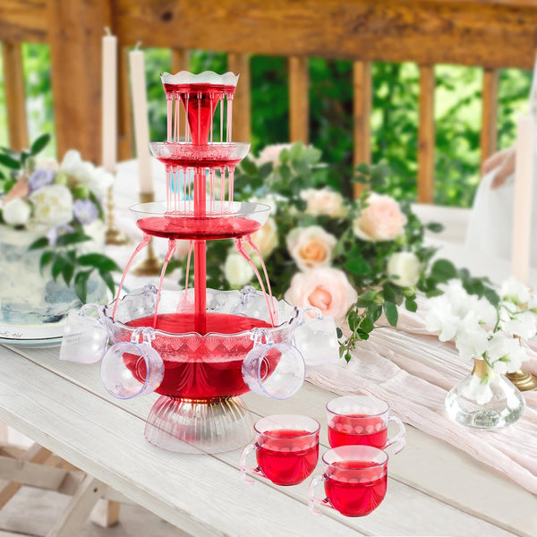 3-Tier LED Lighted Party Fountain With 8 Reusable Cups Set