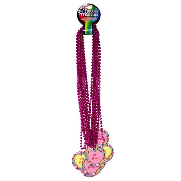 33 Inch Candy Hearts Medallion Beaded Necklaces