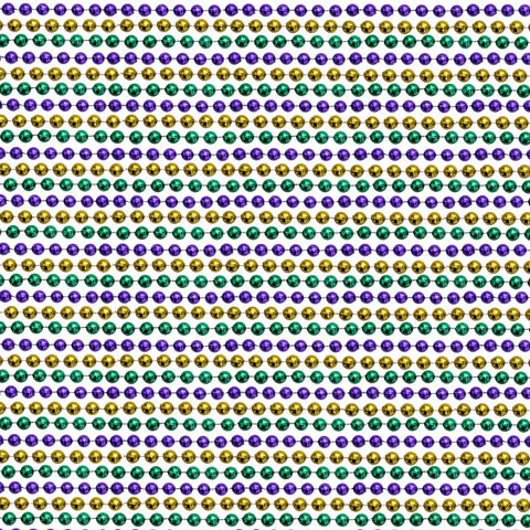 33 Inches 7.5mm Round Metallic Purple, Gold & Green Mardi Gras Beads - 72 Necklaces