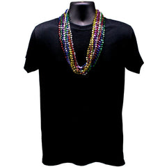 33" 7mm Dice Metallic 6 Color Mardi Gras Beads - Pack of 72 Necklaces