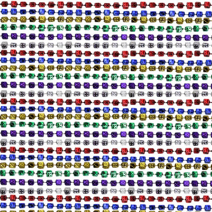 33 Inches 7mm Dice Metallic 6 Color Mardi Gras Beads 72 Necklaces