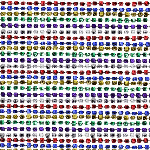 33 Inches 7mm Dice Metallic 6 Color Mardi Gras Beads 72 Necklaces