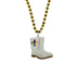 33" 7mm Metallic Gold Necklace with Purple, Green & Gold Fleur De Lis Boot Medallion