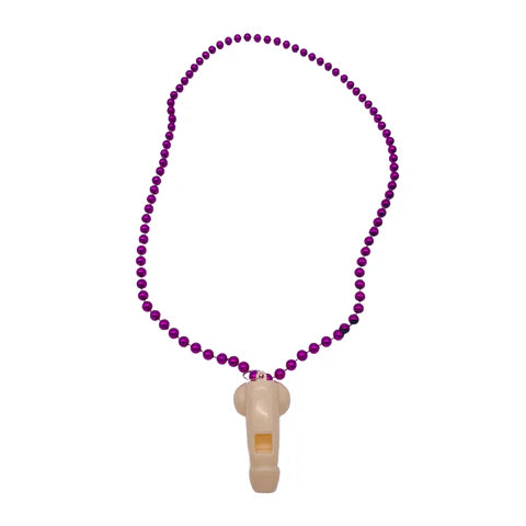 33 Inches Metallic Hot Pink Beads Willy Whistle Necklace