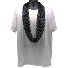 33" Round Black Mardi Gras Beads - Pack of 72 Necklaces