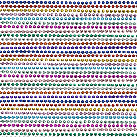 33 Inches Round Metallic 12 Color Mardi Gras Beads Necklaces