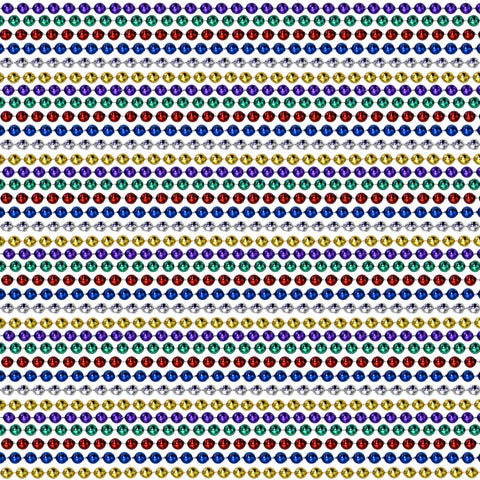 33 Inches Round Metallic 6 Color Mardi Gras Beads - Pack of 72 Necklaces