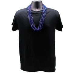 33" Round Metallic Dark Blue Mardi Gras Beads - Pack of 72 Necklaces