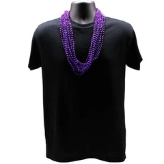 33" Round Metallic Purple Mardi Gras Beads - Pack of 72 Necklaces