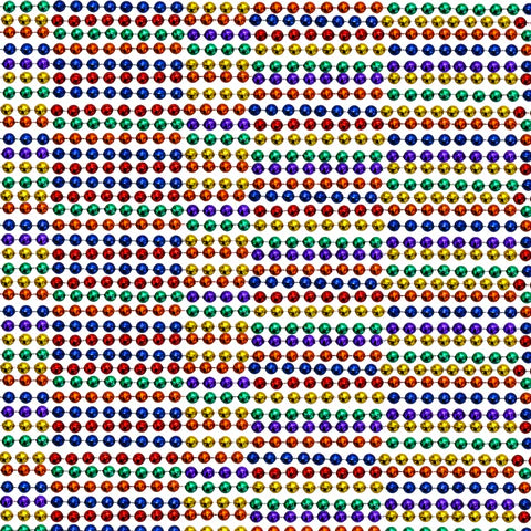 33 Inches Round Metallic Rainbow 6 Section Mardi Gras Beads - 72 Necklaces