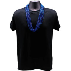 33" Round Metallic Royal Blue Mardi Gras Beads - Pack of 72 Necklaces