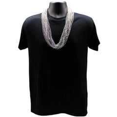 33" Round Metallic Silver Mardi Gras Beads - Pack of 72 Necklaces