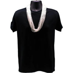 33" Round Pearl White Mardi Gras Beads - Pack of 72 Necklaces