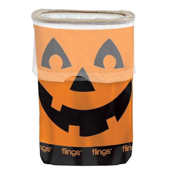Jack-O-Lantern Flings Pop-Up Trash Bin | PartyGlowz