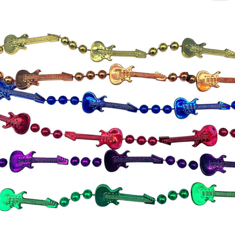 36 Inch Guitar Bead Necklace - 6 Assorted Colors
