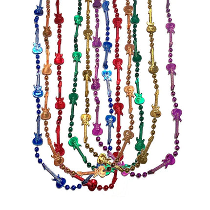 36 Inch Guitar Beaded Necklace - 6 Assorted Colors