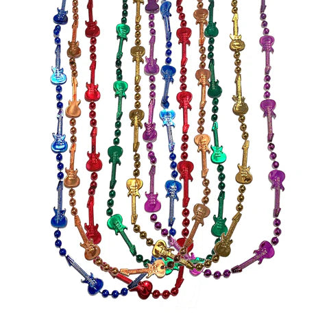 36 Inch Guitar Beaded Necklace - 6 Assorted Colors