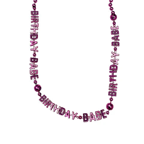36 Inches Birthday Babe Bead Necklace - Metallic Light Pink