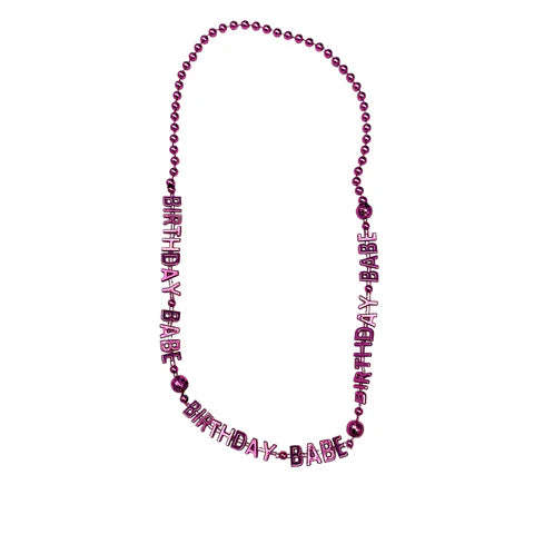 36 Inches Birthday Babe Beaded Necklace - Metallic Light Pink