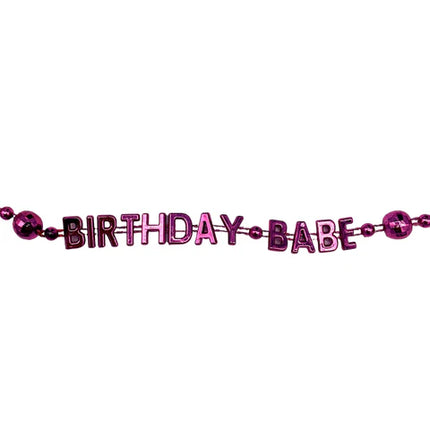 36 Inches Birthday Babe Beads Necklace - Metallic Light Pink