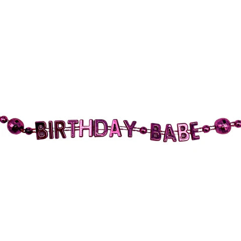 36 Inches Birthday Babe Beads Necklace - Metallic Light Pink