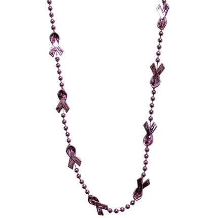 36 Inches Light Pink Ribbon Beaded Necklace
