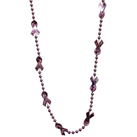 36 Inches Light Pink Ribbon Beaded Necklace