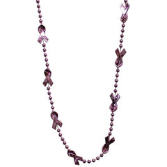 36" Light Pink Ribbon Beaded Necklace