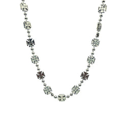 36" Metallic Silver Chopper Bead Necklace