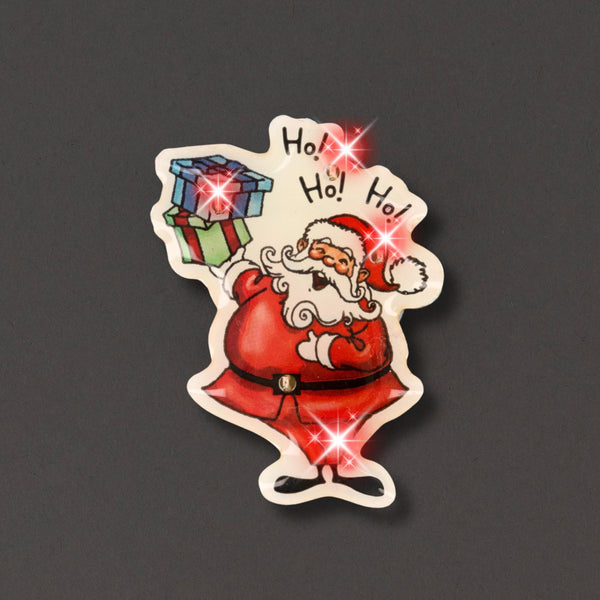 Light Up Santa Flashing Blinky Body Light Lapel Pins