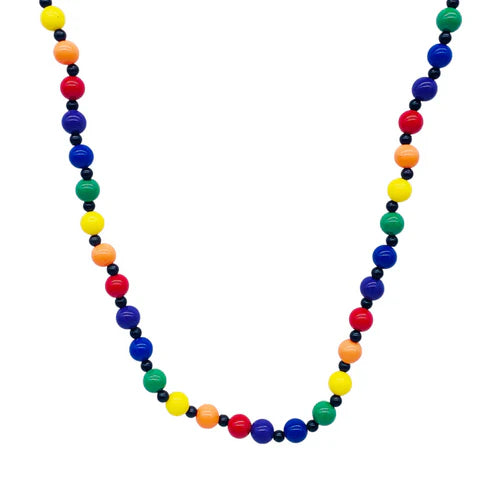 38 Acrylic Rainbow 12mm Bead Necklace